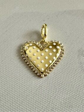 Gorjana Gold Heart Pendant with White Polka Dot Detail - Charm with Clasp NWOTQ